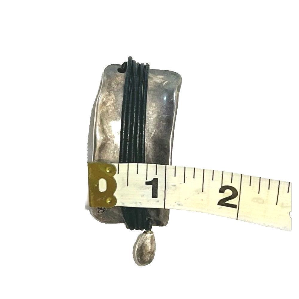 Uno De 50 Bracelet Wide Silver Brown Leather Unisex - Picture 3 of 4